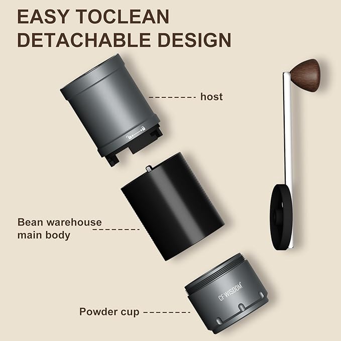 CF WISDOM Portable Conical Burr Coffee Grinder, Dual-Mode Electric & Manual