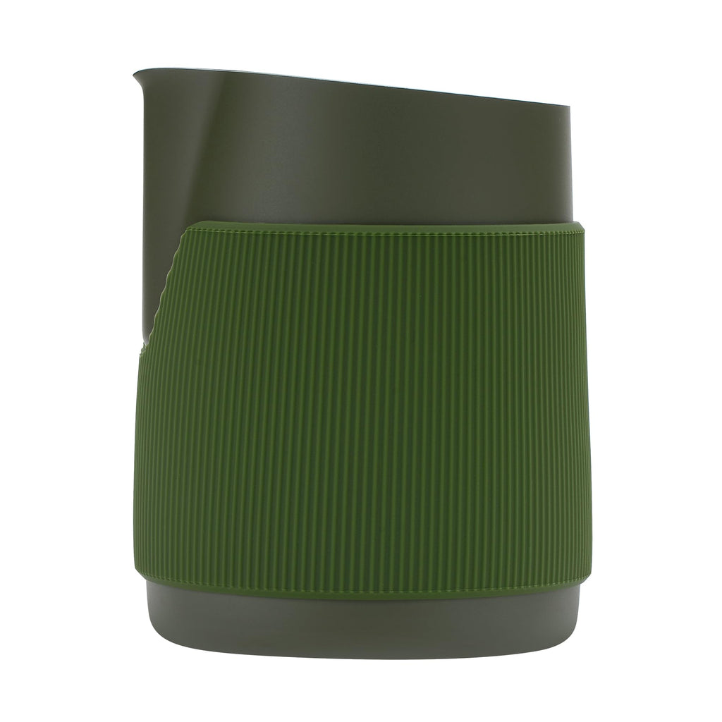 Normcore Handleless Milk Frothing Jug, Milk Pitcher 20.3 oz, Stainless Steel Latte Art Pitcher with Sharp Spout, Heat-Resistant Grip, Green, 600 ml