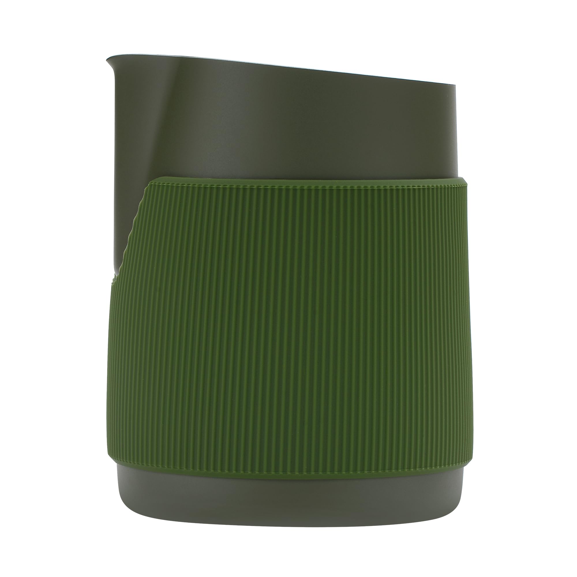 Normcore Handleless Milk Frothing Jug, Milk Pitcher 20.3 oz, Stainless Steel Latte Art Pitcher with Sharp Spout, Heat-Resistant Grip, Green, 600 ml