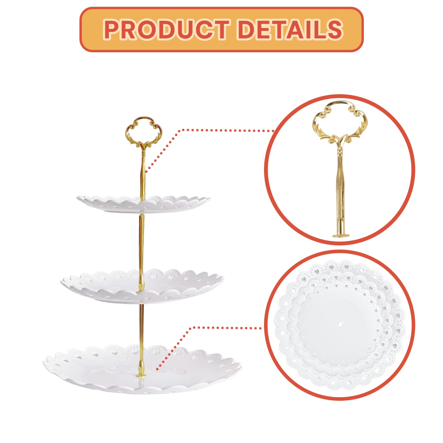 2 Pack of Plastic Dessert Cupcake Stand, 3 Tier Cup Cake Holder Tower Stand