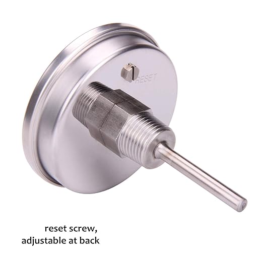 MEASUREMAN Fully Stainless Steel Pot, Kettle, Brewing Bimetal Thermometer, 3" Dial, 2-1/2" Stem, 0-250 deg F/-20-120 deg C, -1% Accuracy, Adjustable, 1/2" NPT Back Mount
