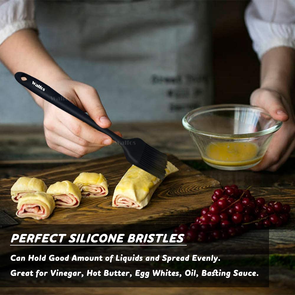 Walfos 3 Size Basting Brush, 600°F High Heat Resistant Silicone Pastry Brushes for BBQ, Baking, Kitchen Cooking, Desserts- BPA Free&Dishwasher Safe