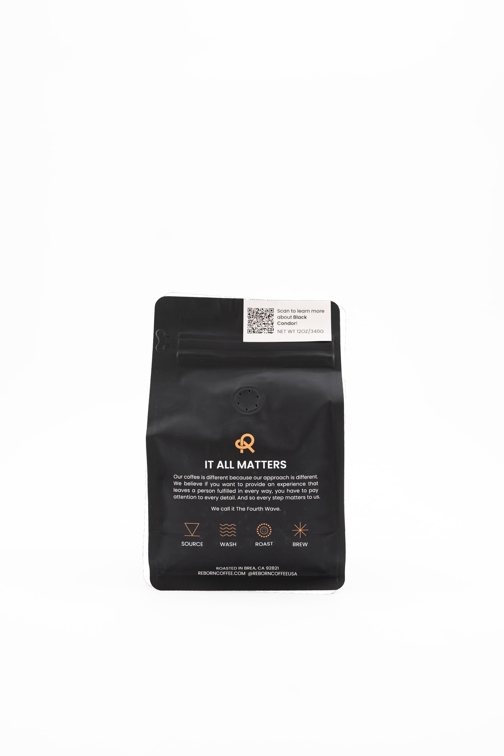 Reborn Coffee Specialty Whole Bean Coffee, Medium Roast, 12 Ounce, Colombia Black Condor Tolima, Flavor Notes of Chocolate, Nut, and Citrus