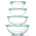 WhiteRhino Glass Mixing Bowl with Lids Set of 4,(1qt,1.5qt,2.5qt,3.7qt) Large Salad Bowl,Space-Saving Stacking Bowl for Kitchen Food Storage,Glass bowl for Cooking,Baking