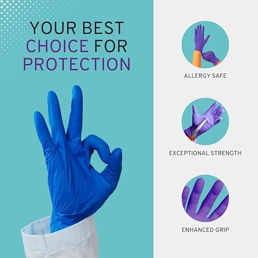 SafeWay Nitrile Gloves, 4000 Ct, Medium, Powder-Free, Latex-Free, All-Purpose, Professional Disposable Gloves with Textured Fingertips for Medical Use, Food Prep, Cleaning, Tattoo & More