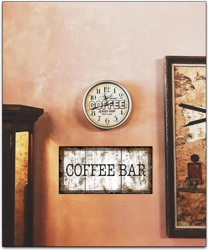 Original Vintage Design, Coffee Tin Metal Wall Art Print Poster, Thick Tinplate Wall Decoration Signs for Coffee Corner/Cafe/Kitchen