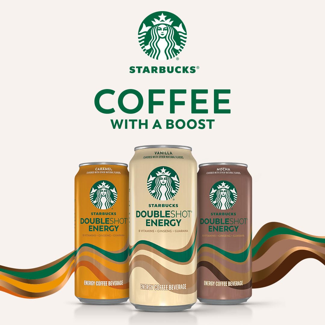 Starbucks Doubleshot Energy Drink Coffee Beverage, Vanilla, Iced Coffee, 15 fl oz Cans (12 Pack)