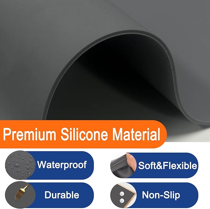 23.62"x15.74"(60cmx40cm) Countertop Protector Mat, Silicone Mats for Kitchen Counter, Cuttable Heat Resistant Mats for Counter, Waterproof Silicone Kitchen Island Protector Mat(2Pack, Semitransparent)