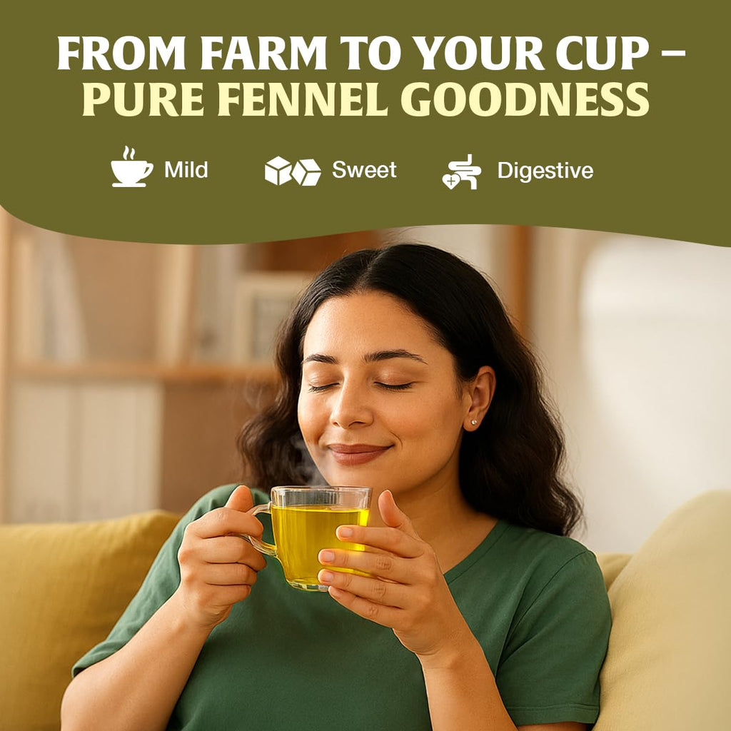 HANDPICK Fennel Seed Tea Bags (100 Count), Authentic Indian Origin with Natural Aroma & Sweetness | 100% Pure, Non GMO & Caffeine Free