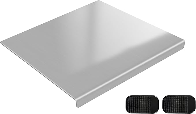 304 Stainless Steel Cutting Board with 2 Pack Non-Slip Mats, Yoposeo Heavy Duty Baking Cutting Chopping Boards for Kitchen, Meat, Fruits, Vegetables, Bread and Baking (19.7" X 15.7"/ 50 X 40cm)