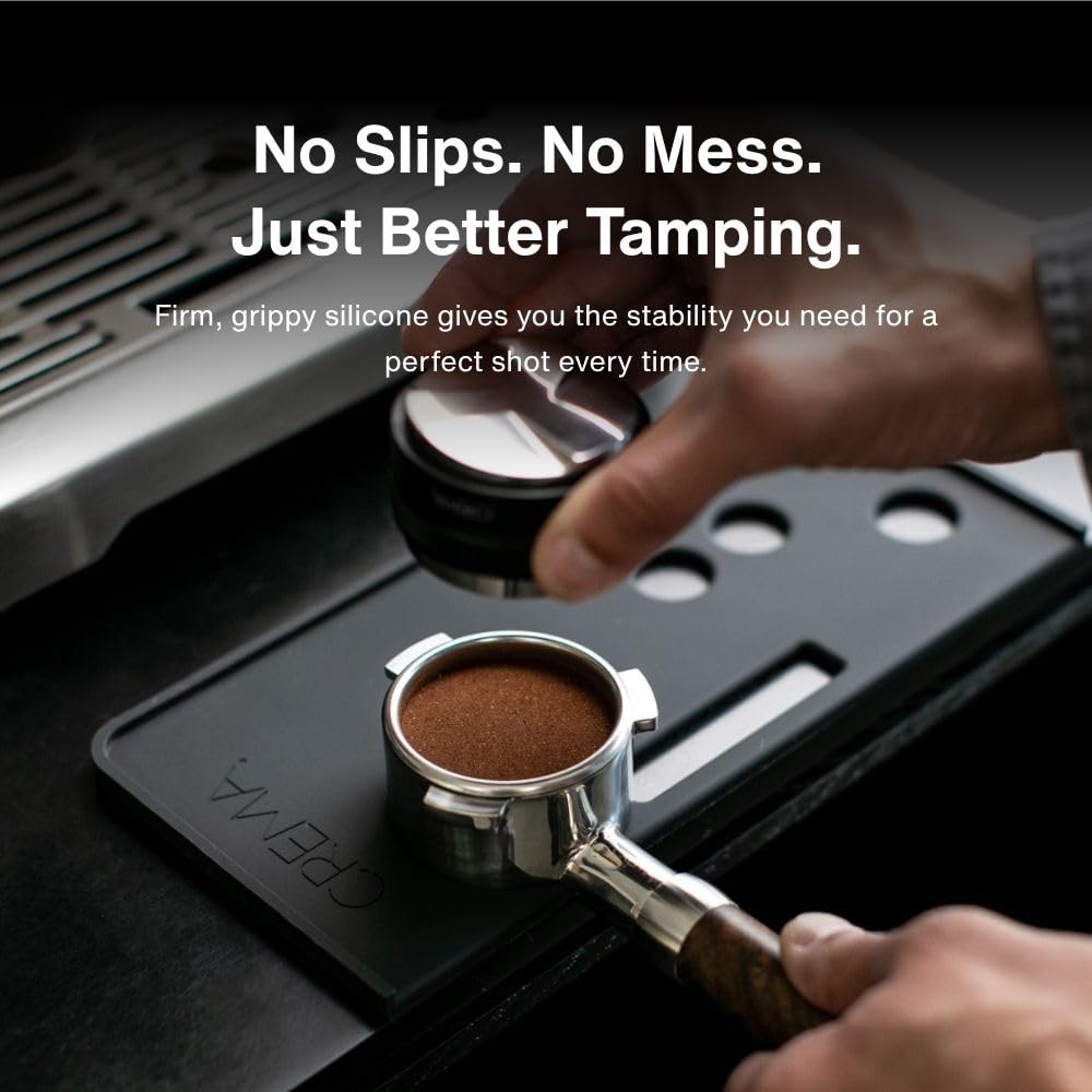 CREMA Coffee Products Tamping Mat for Barista Touch | Non-Slip Silicone Protection for Countertops & Portafilters | Precision Fit with Drip Tray & Vent Holes | Easy to Clean