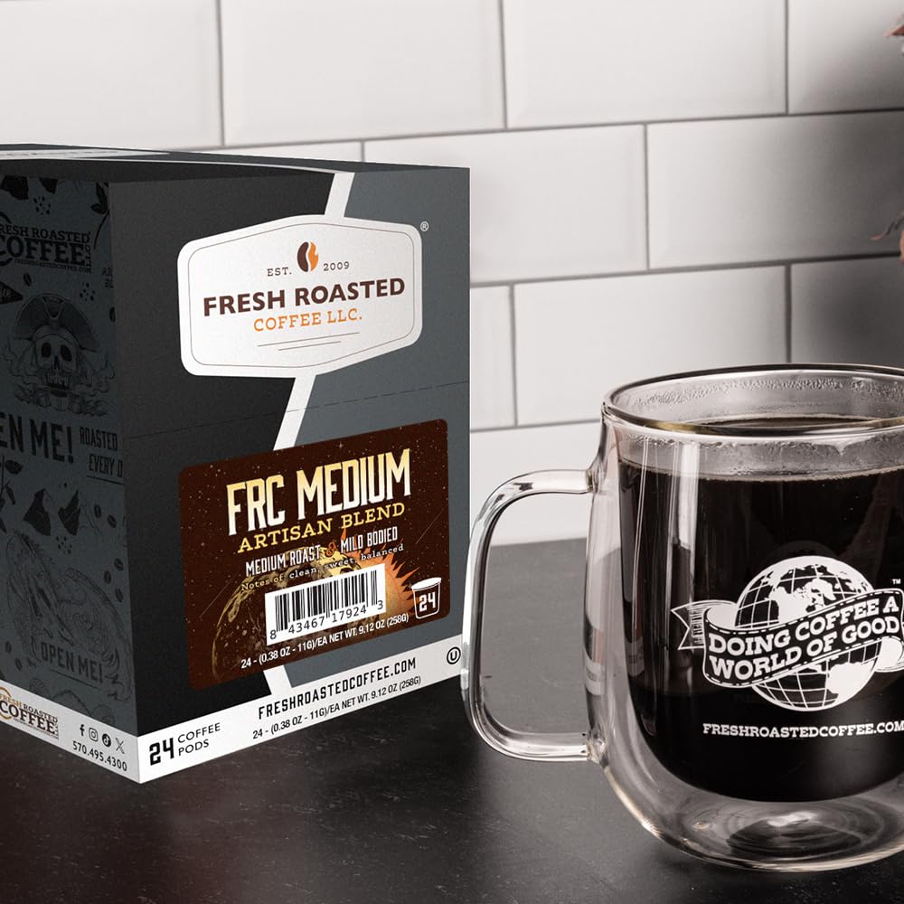 Fresh Roasted Coffee, FRC K-Cup Pods for Keurig Brewers, Medium Roast, Kosher, 24 Count (Pack of 1)
