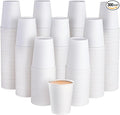 JOLLY PARTY 300 Pack 8 oz Disposable Paper Coffee Cup, Hot/Cold Beverage Drinking Cups for Water, Paper Coffee Cups, White Paper Hot Coffee Cups
