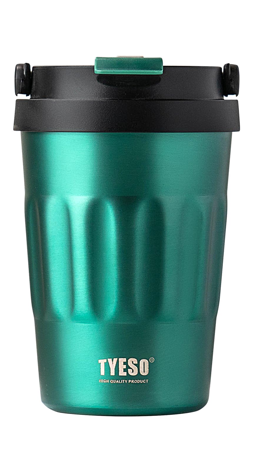 TYESO Stainless Steel Portable Tumbler with Flip Lid,Travel Mug with Concealed Carry Handle, Leakproof Insulated Coffee Cup (GREEN, 17 OZ)
