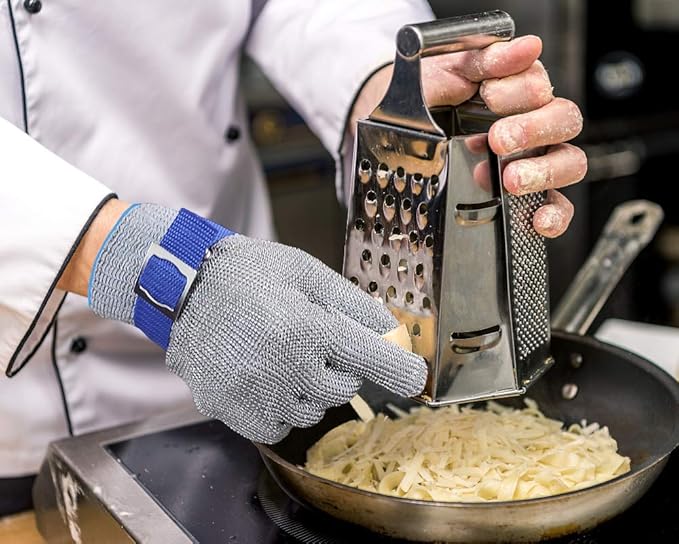 Schwer ANSI A9 Cut Resistant Glove, Food Grade Stainless Steel wire Mesh Metal Gloves, Knife Cutting Gloves for kitchen Mandoline Slicing Butcher Meat Cutting Oyster Shucking Fish Fillet（XL, 1 PCS）