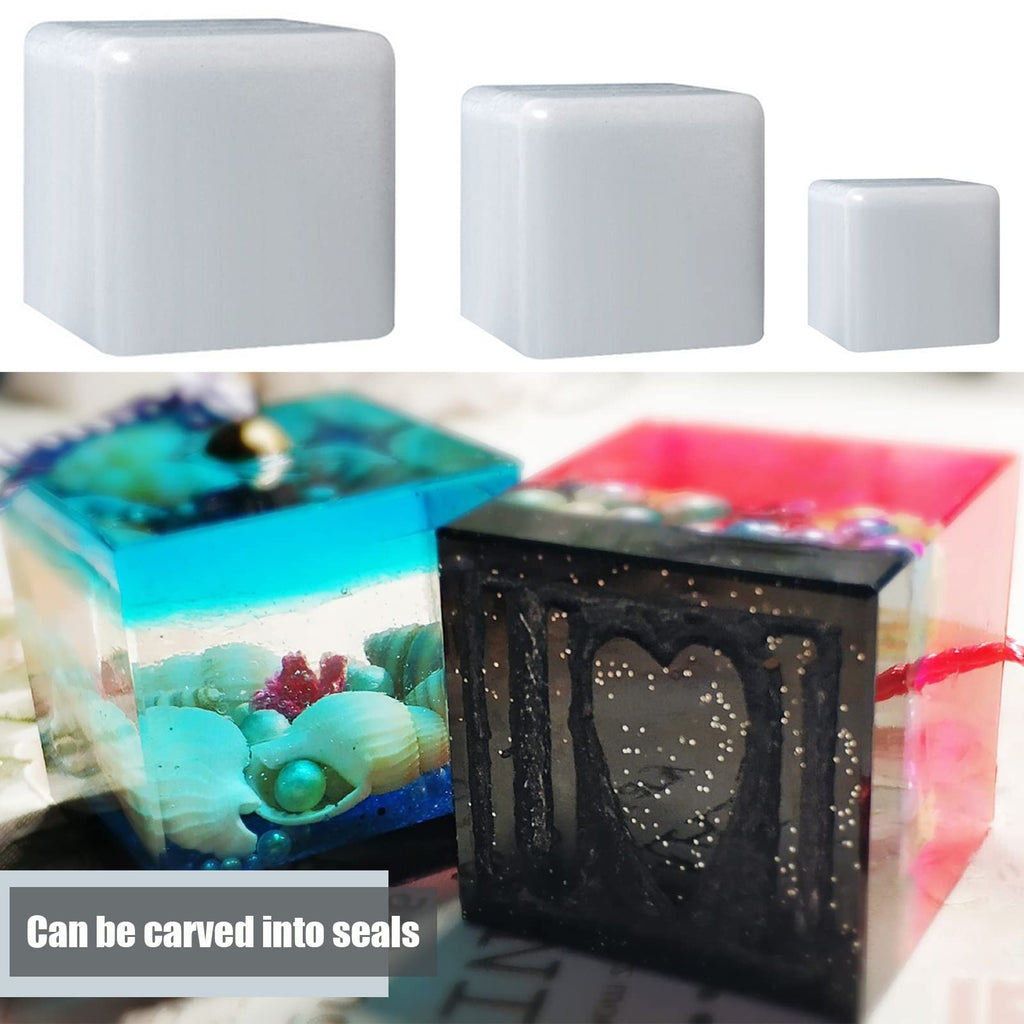 ZQYSING Resin Cube Molds, Set of 3 Sizes Deep Silicone Square Molds