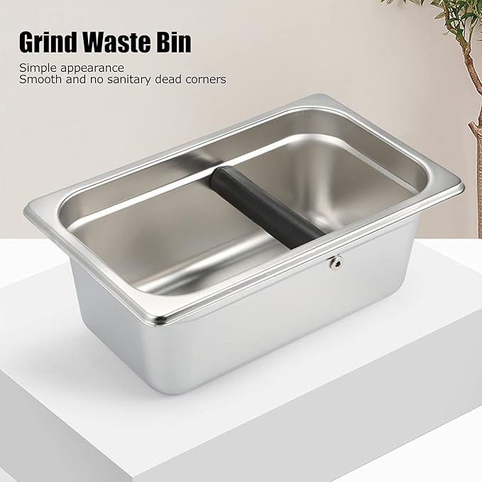 Yosoo Coffee Knock Box, Large Coffee Knock Box Stainless Steel Coffee Grounds Container Bucket Waste Bin(01)