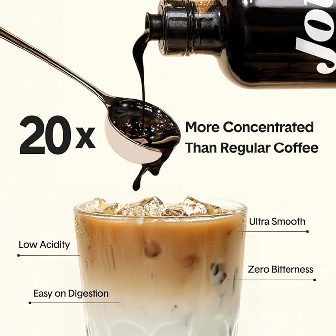 Jot Coffee Concentrate (Cinnamon Dolce) High Caffeine Cold Brew Coffee Concentrate Liquid for Iced Coffees, Instant Espresso, Hot or Cold Instant Coffees - Makes 14 Cups, 150mg Caffeine/Tbsp, No Sugar