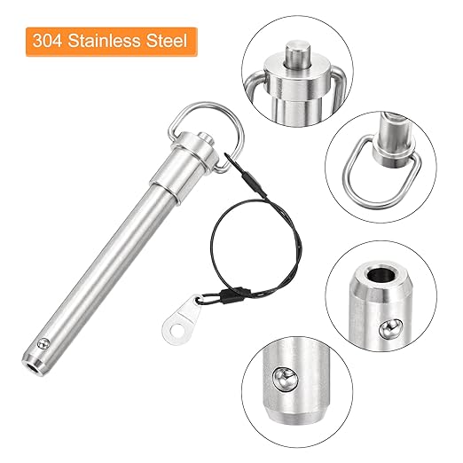 uxcell 2 Pcs Quick Release Pin, 1/2" x 3" (Dia. x L) Push-Button Ball Locking Pin, 304 Stainless Steel, Silver