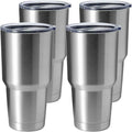 HASLE OUTFITTERS 30oz Stainless Steel Tumbler, Double Wall Vacuum Insulated Travel Mug Tumbler, Durable Insulated Coffee Mug, Gift Box Set (Silver, 4)