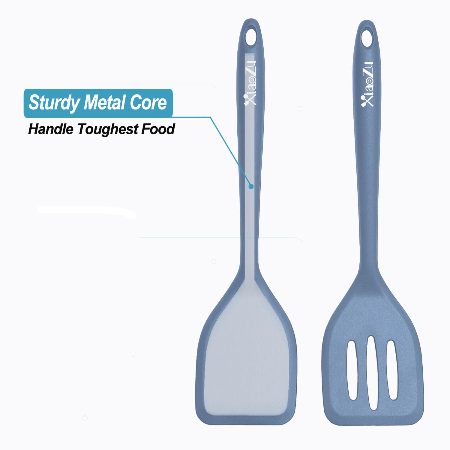 Silicone Spatula Turner Set, High Heat Resistant Spatulas with Seamless One Piece Design, Nonstick Rubber Flippers Utensils for Baking & Cooking,BPA-Free, Starry Blue,11IN