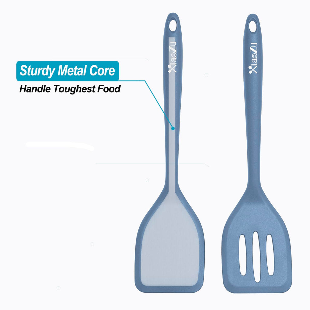 Silicone Spatula Turner Set, High Heat Resistant Spatulas with Seamless One Piece Design, Nonstick Rubber Flippers Utensils for Baking & Cooking,BPA-Free, Starry Blue,11IN