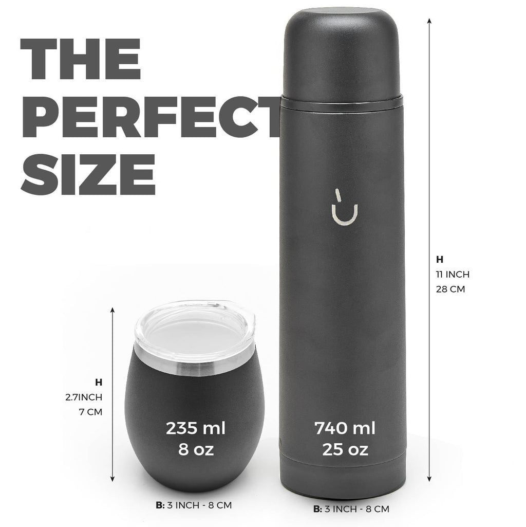 BALIBETOV 25 fl oz Yerba Mate Set, Stainless Steel Mate Gourd, Thermal Flask & Bombilla Straw, Complete Mate Kit, Double Wall Insulated, BPA Free, Dishwasher Safe