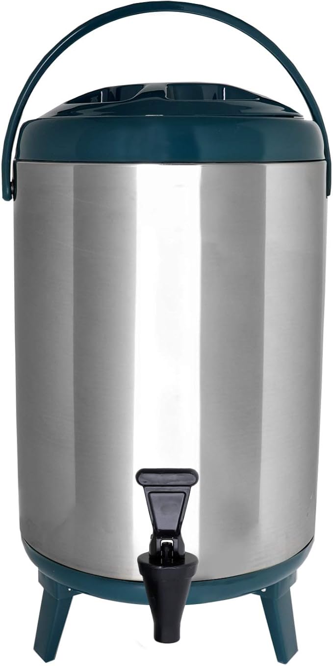 Stainless Steel Insulated Beverage Dispenser – Insulated Thermal Hot and Cold Coffee Carafe – 12 Liter Drink Dispenser with Spigot for Hot Water, Tea & Coffee, Cold Milk, Juice & More TEAL