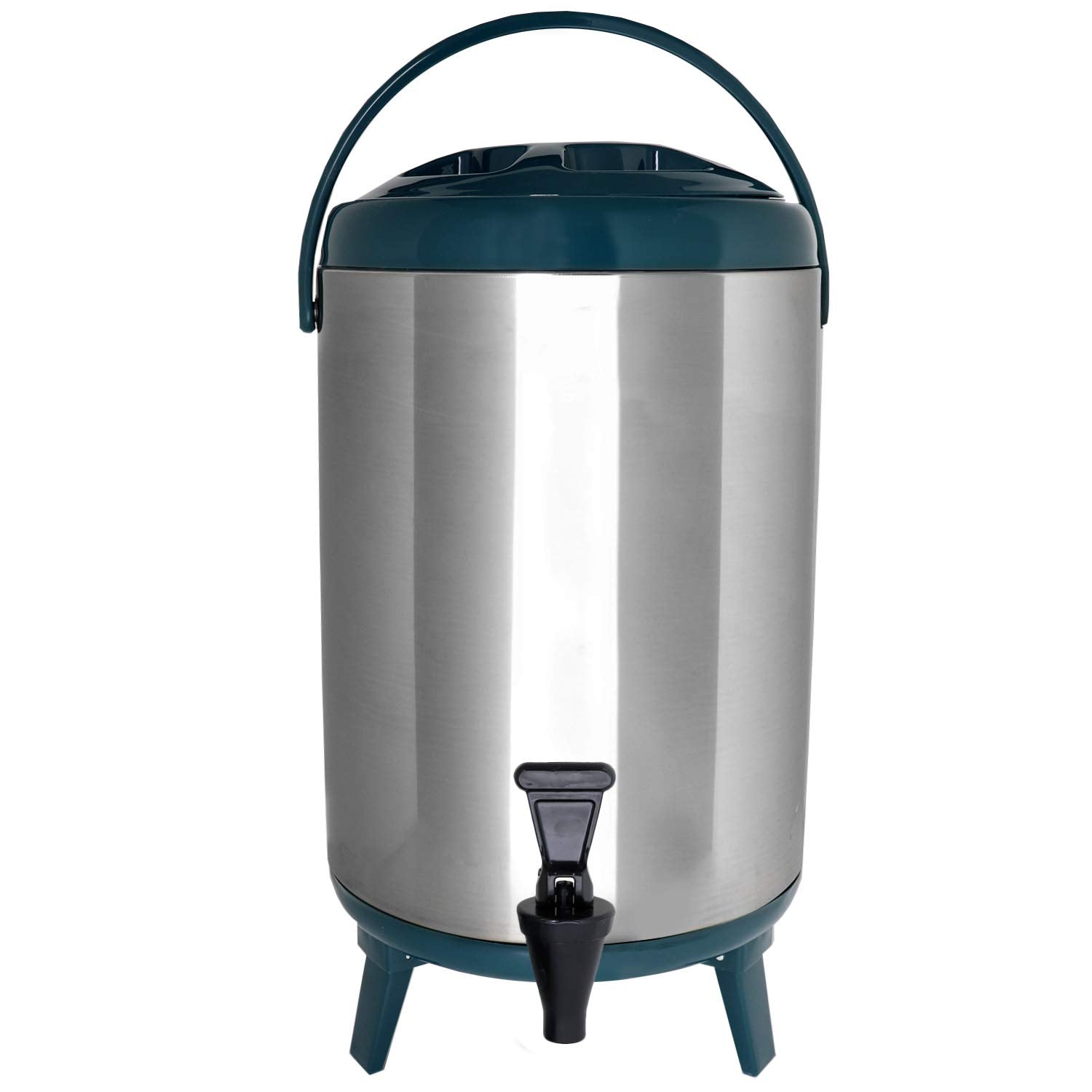 Vollum Stainless Steel Insulated Beverage Dispenser – Insulated Thermal Hot and Cold Coffee Carafe – 8 Liter Drink Dispenser with Spigot for Hot Water, Tea & Coffee, Cold Milk, Juice & More TEAL