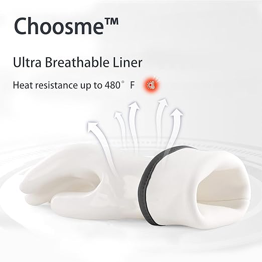 Silicone Oven Gloves - Heat Resistant, Barbecue, Reusable, Waterproof, Cotton Lined Mitts - XL