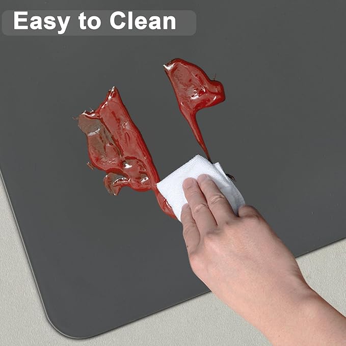 35.4"x23.6" Large Silicone Mat for Kitchen Counter, Heat Resistant Non-Slip Countertop Protector, Waterproof Silicone Craft Mat for Kitchen Island, Dark Gray