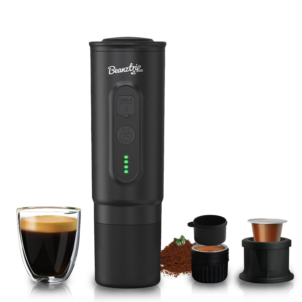 BeanzTrip H02 PRO Portable Espresso Maker, Electric Coffee Machine for Travel, 20Bar Small Mini Coffee Maker with Self-Heating, Espresso Machine Fits Ground Coffee & NS Capsule, for Camping, Hiking