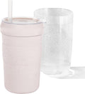 Iced Coffee Tumbler, 45℉ Insulated Beer Mug for Freezer, (Ice-Free) Double-walled Freezable Slushie Cup with Stainless Steel Liner, Travel Coffee Mug Reusable, with Lid and Straw, 16oz (1, White)