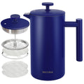 Secura French Press Coffee Maker, 304 Grade Stainless Steel Insulated Coffee Press with 2 Extra Screens, 12oz (0.35 Litre), Silver