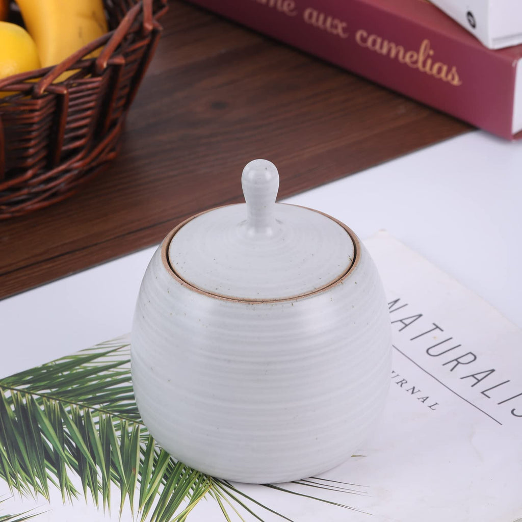 Amoysanli Kitchen Canisters Retro Ceramic Jar with Airtight Lid White