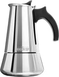 London Sip Stainless Steel Stovetop Espresso Maker Moka Pot Italian Coffee Percolator, Silver, 6 Espresso Cups
