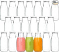 QAPPDA 12 oz Glass Bottles, Glass Milk Bottles with Lids, Vintage Breakfast Shake Container, Vintage Drinking Bottle with Chalkboard Labels and Pen for Party,Kids,Set of 20