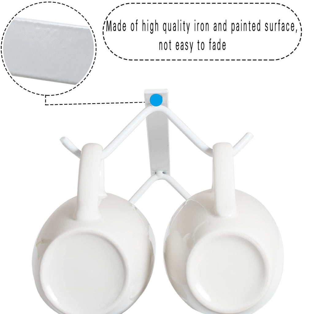 Tavery Mug Hooks Coffee Cabinet Kitchen - Cup Holder Storage Utensils Display Beer Glass Hanger Drying Rack (4, White)
