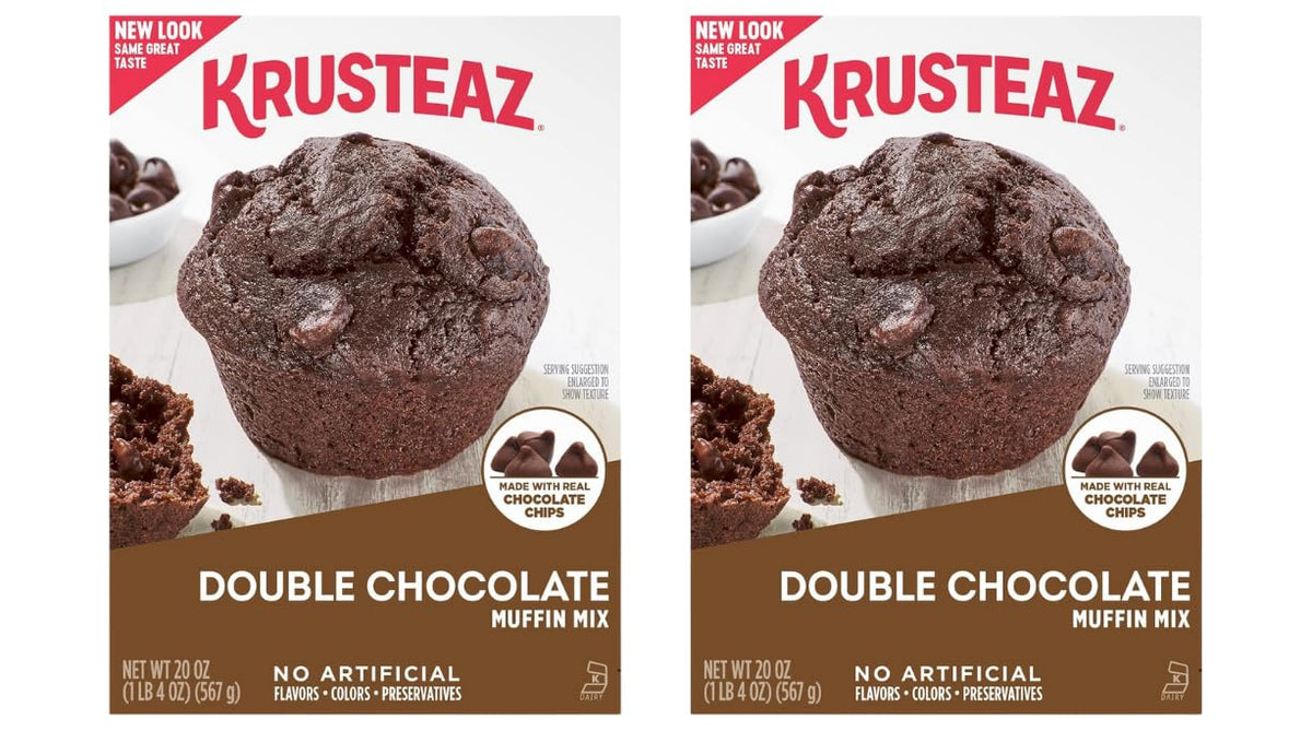Krusteaz Muffin Mix, Double Chocolate Muffin Mix, Made with Real Chocolate Chips & No Artificial Flavors, Colors or Preservatives, 20 OZ Box (Pack of 6)