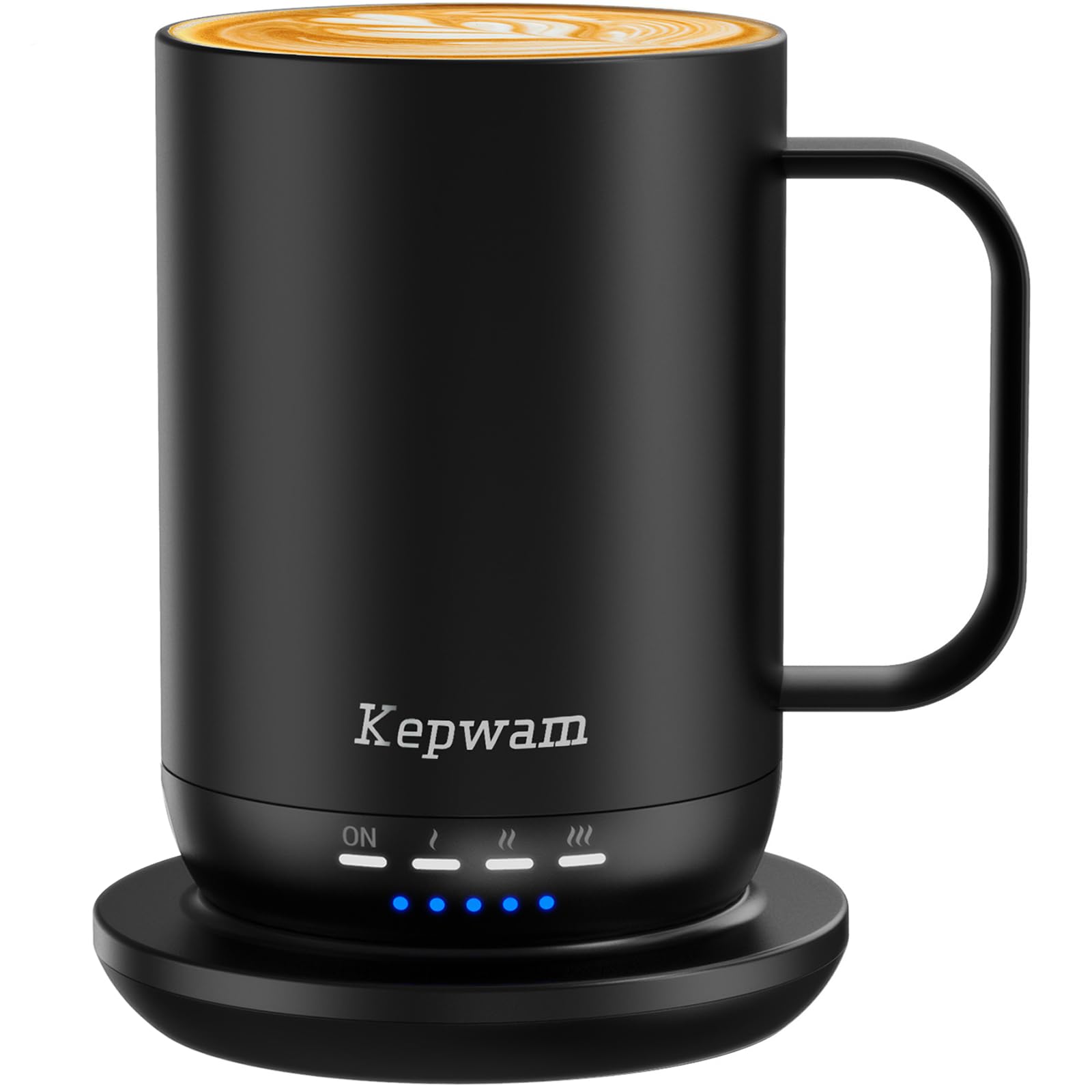 Kepwam Self Heating Coffee Mug T1-16oz Fast Heating & Ultra Long-Lasting Battery Life, Heated Coffee Mug Up to 149℉ - Touch & App Controlled Coffee Mug, Birthday Gifts for Women and Men
