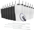 12 Pack 20oz Stainless Steel Tumblers Bulk Reusable Travel Mugs with Lid, Double Wall Powder Coated Coffe Cup for Home, Office, Outdoor Suitable for Vehicle Cup Holders