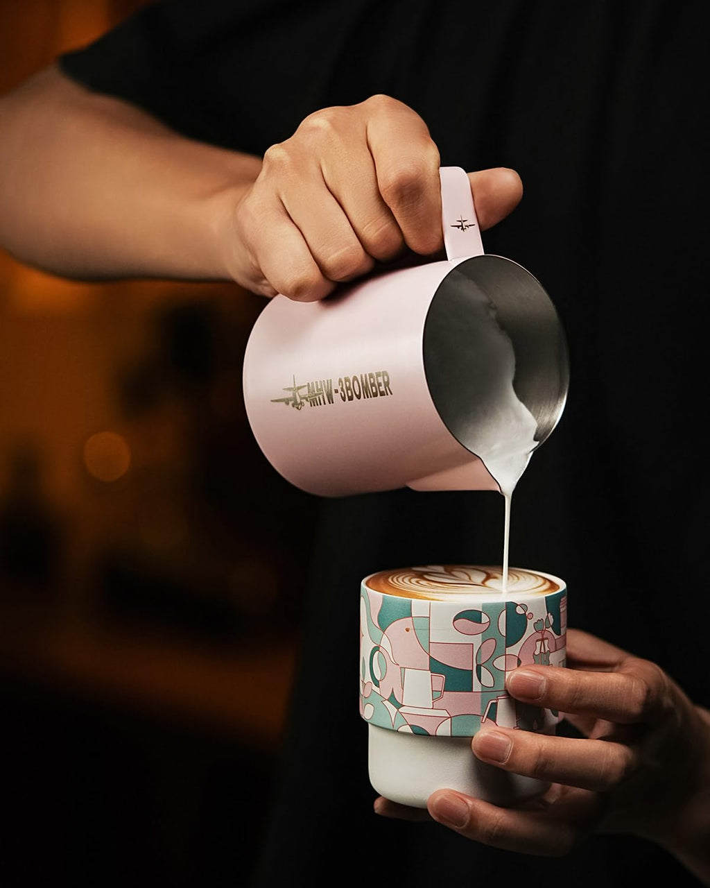MHW-3BOMBER Milk Frothing Pitcher 16.9oz/500ml Espresso Steaming Pitcher Stainless Steel Frothing Cup Capuccino Latte Art Pitcher, Pink P5017-OS