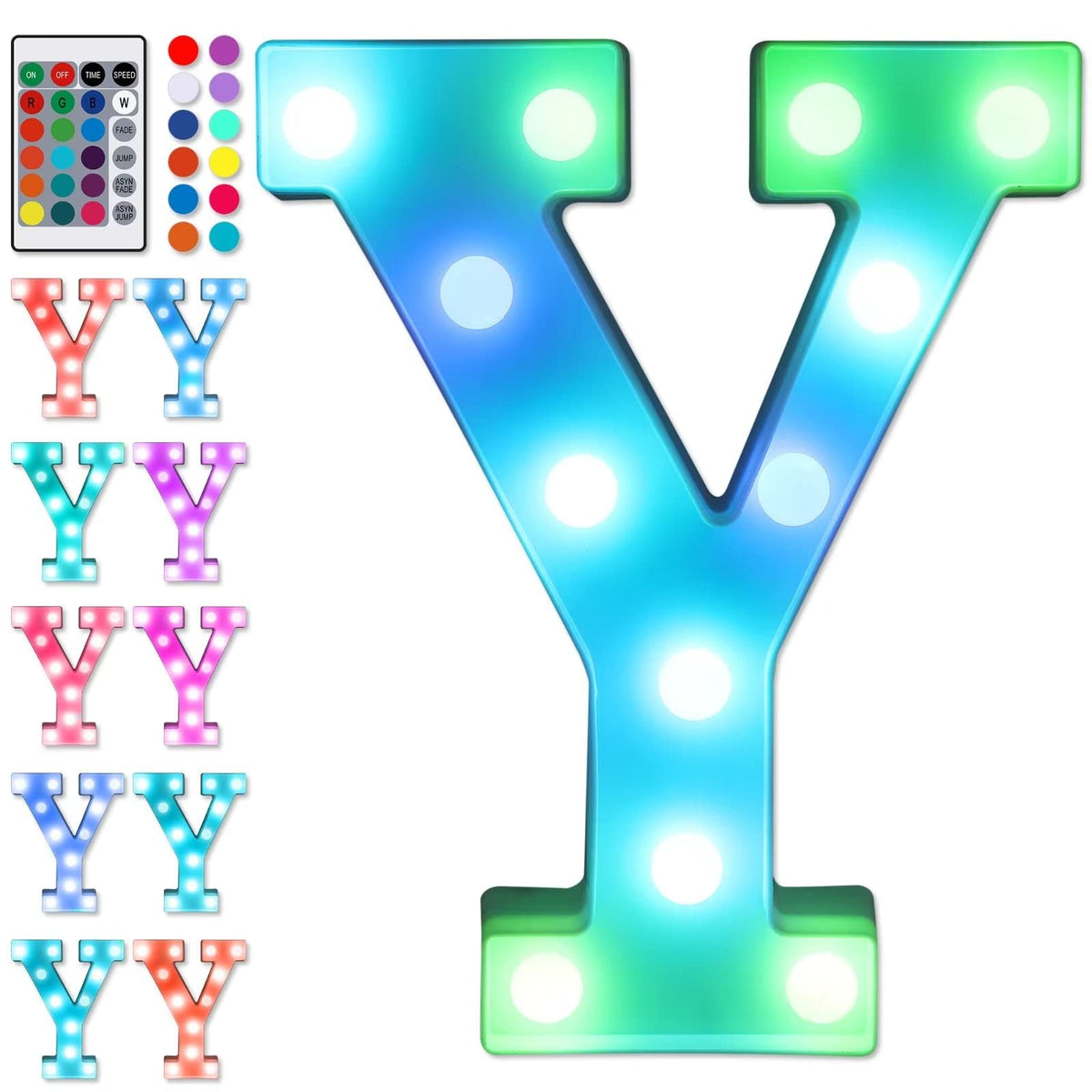Foaky LED Letter Lights Sign Marquee Light Up Letters Sign for Night Light Wedding/Birthday Party Battery Powered Christmas Lamp Home Bar Decoration(Y)