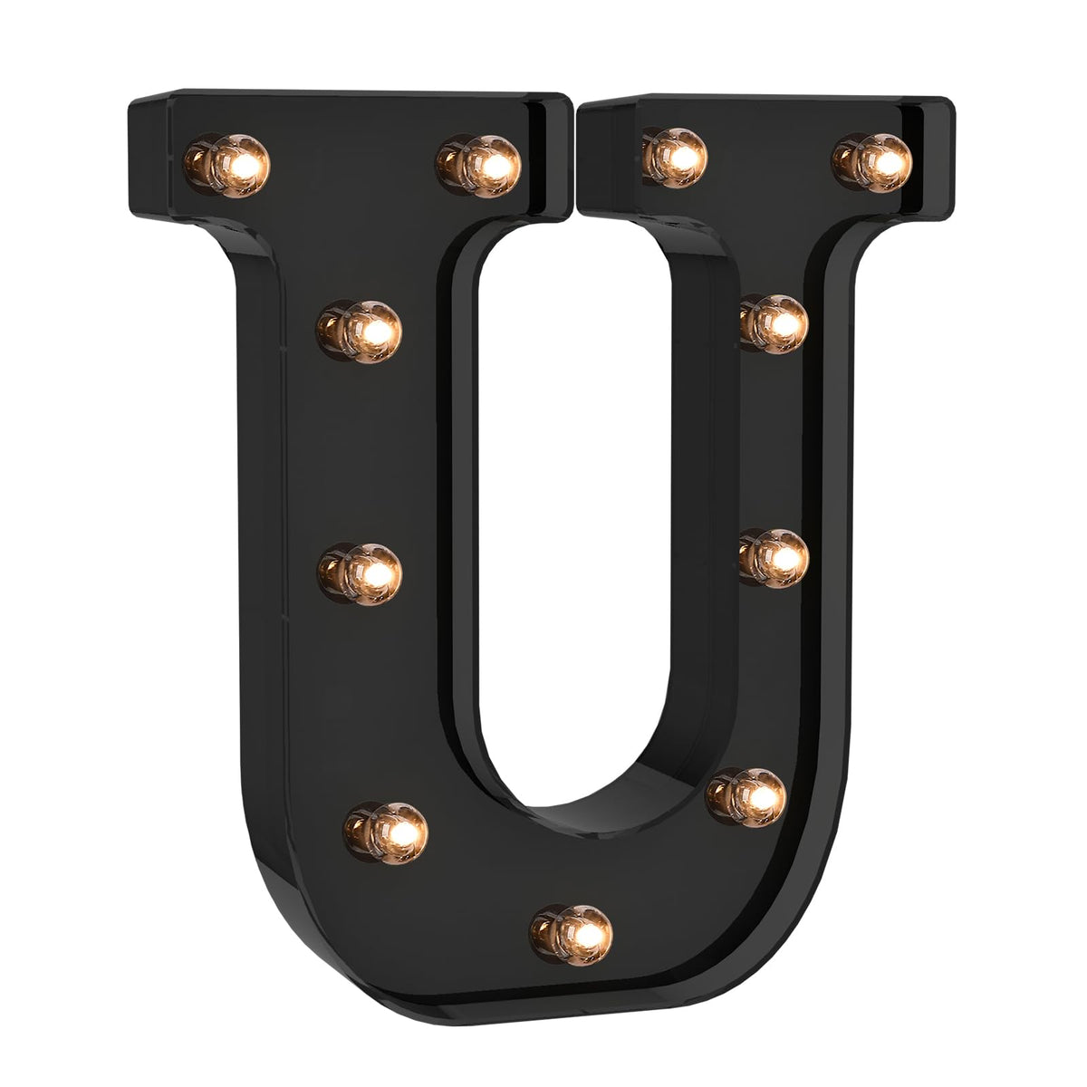 Foaky Colorful LED Letter Lights with Remote,Marquee Light Up Letters Sign for Night Light Wedding/Birthday Party Battery Powered Christmas Lamp Home Bar Decoration(U)