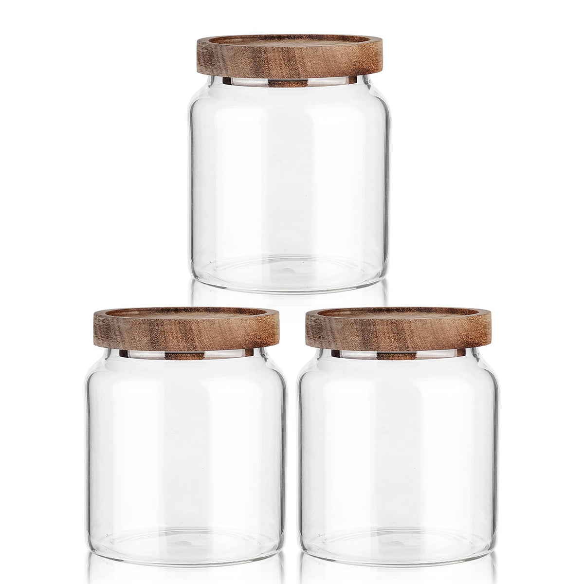 Labina Glass Jar with Wood Lid, Airtight Kitchen Storage Canister