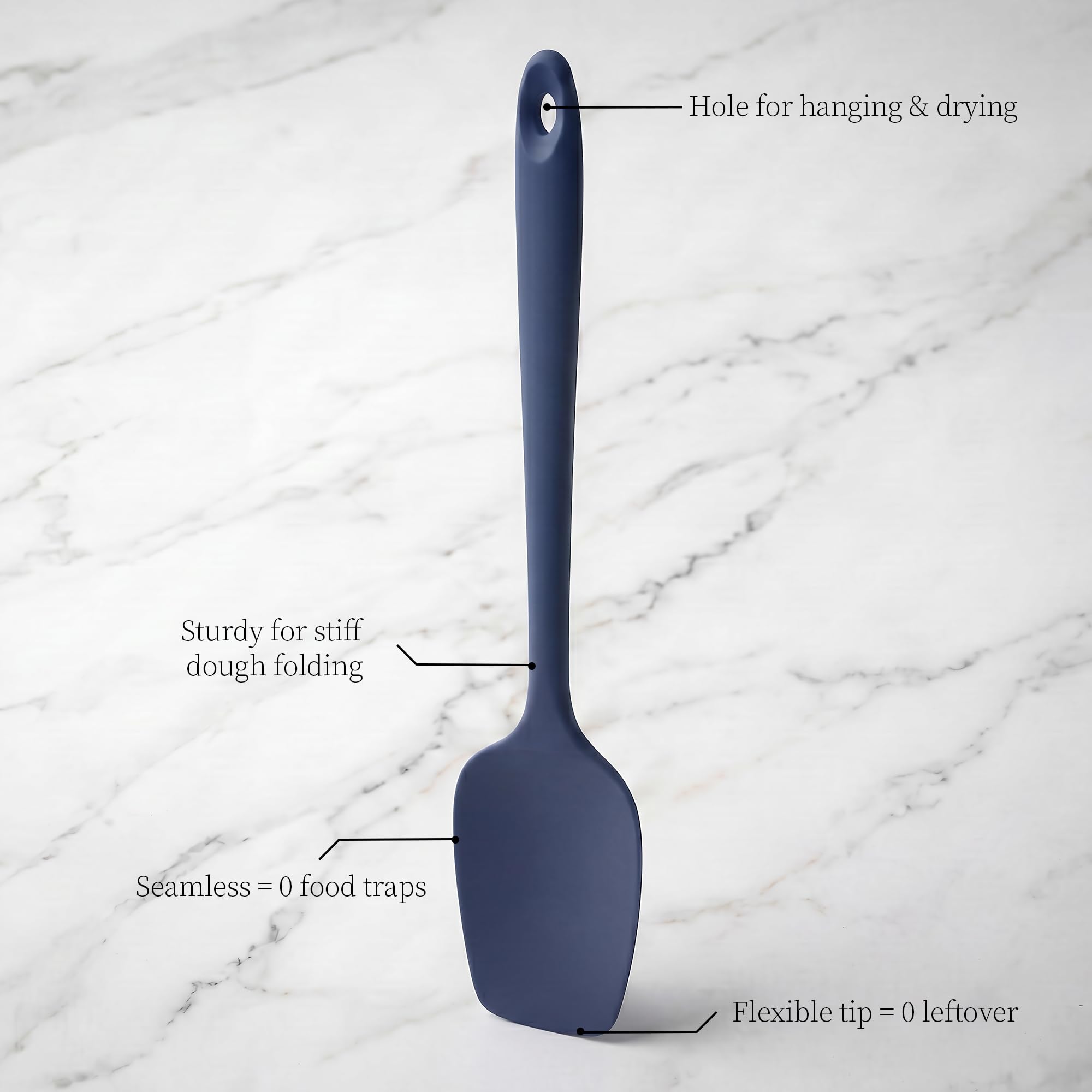 Lilybeam 600ºF Heat Resistant Silicone Spoon Spatula Set of 3, Blue