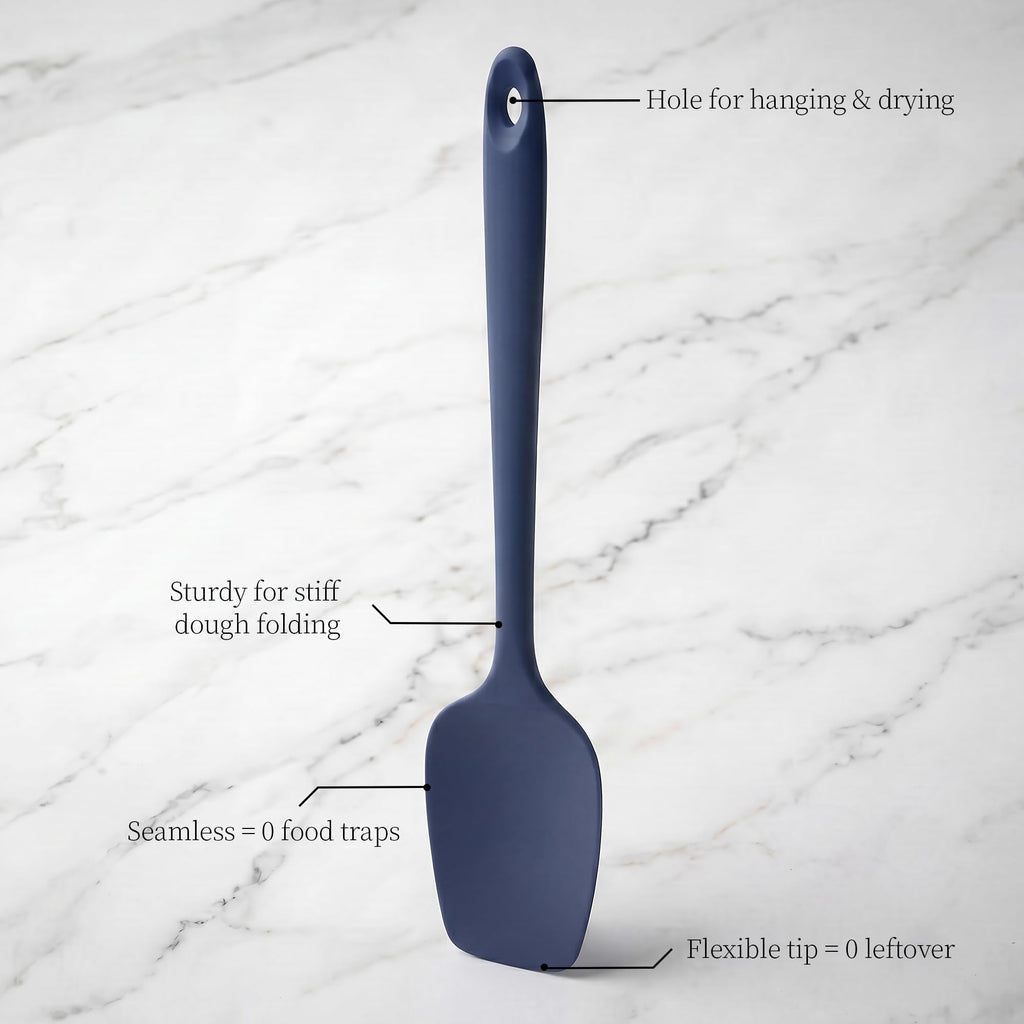 Lilybeam 600ºF Heat Resistant Silicone Spatula Spoonula Set of 2, Blue