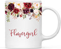 Andaz Press 11oz. Wedding Ceramic Coffee Tea Mug Gift, Fall Autumn Marsala Burgundy Flowers Roses Florals, Flowergirl, 1-Pack, Includes Gift Box