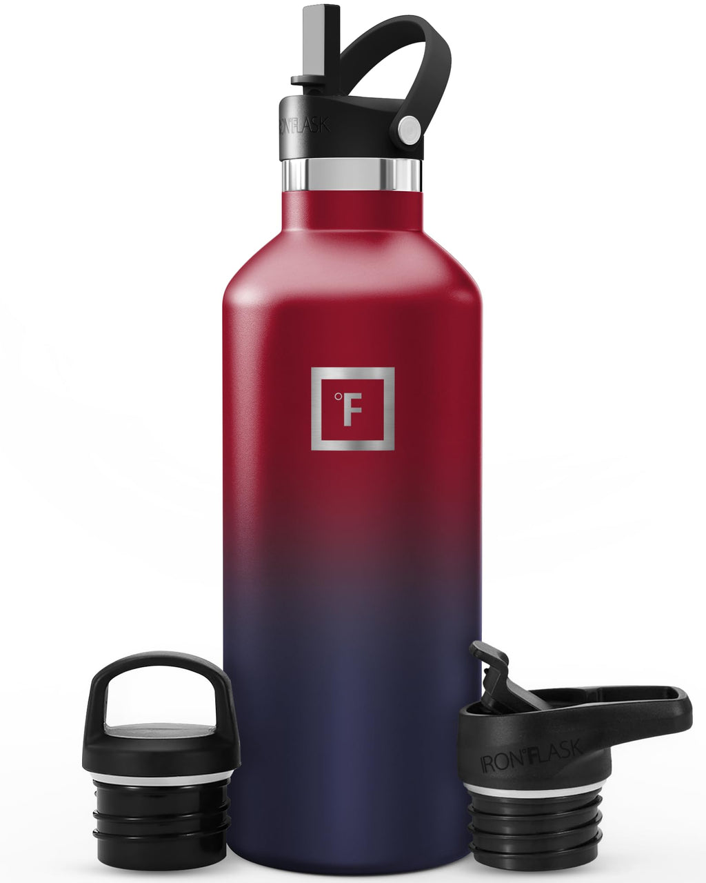 IRON °FLASK 32 oz Narrow Mouth Water Bottle with 3 Lids