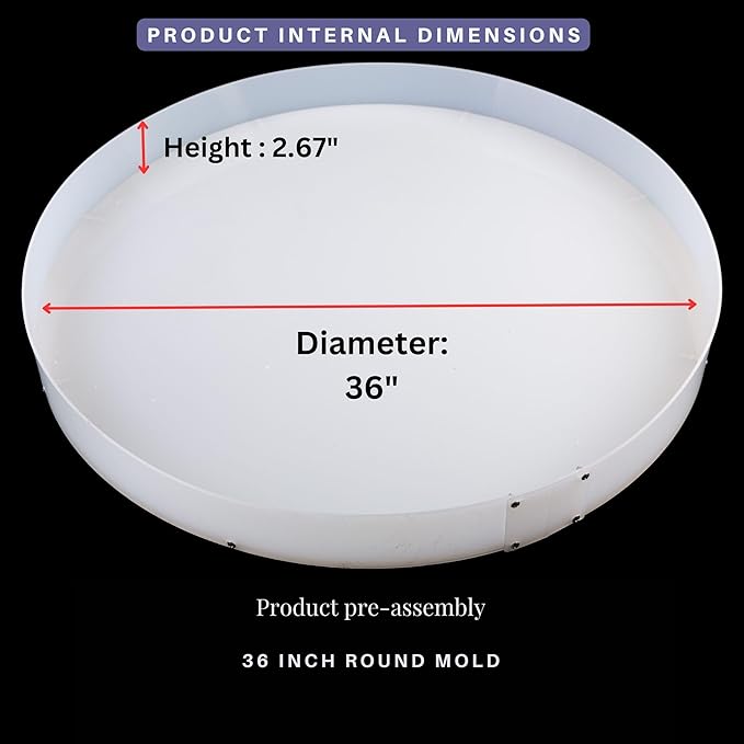 Resin Mold Large Round Deep -Kalinta 36inch Reusable Epoxy Round Molds for Resin Clock, Serving Tray Board, End Table，Floral Preservation Bouquet